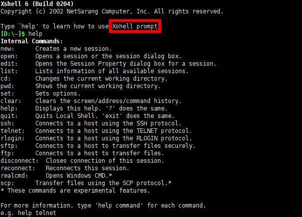 Xshell prompt